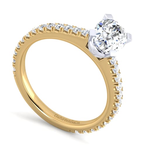 14K White-Yellow Gold Oval Diamond Engagement Ring