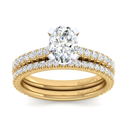14K White-Yellow Gold Oval Diamond Engagement Ring