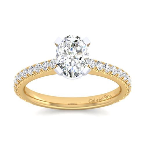 14K White-Yellow Gold Oval Diamond Engagement Ring