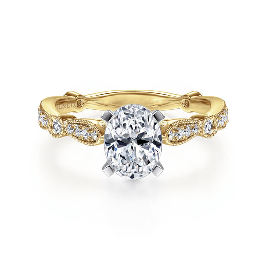 Gabriel - 14K White-Yellow Gold Oval Diamond Engagement Ring