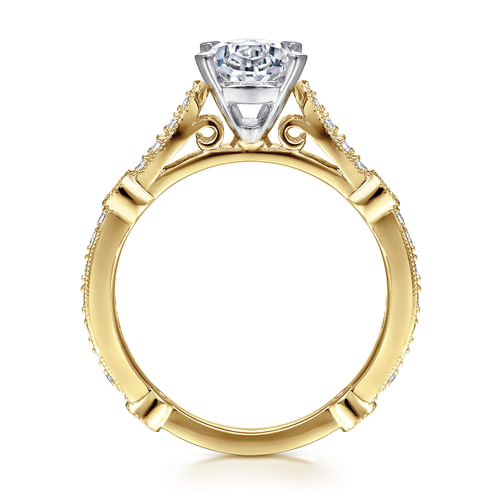 14K White-Yellow Gold Oval Diamond Engagement Ring