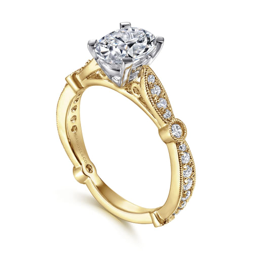 14K White-Yellow Gold Oval Diamond Engagement Ring