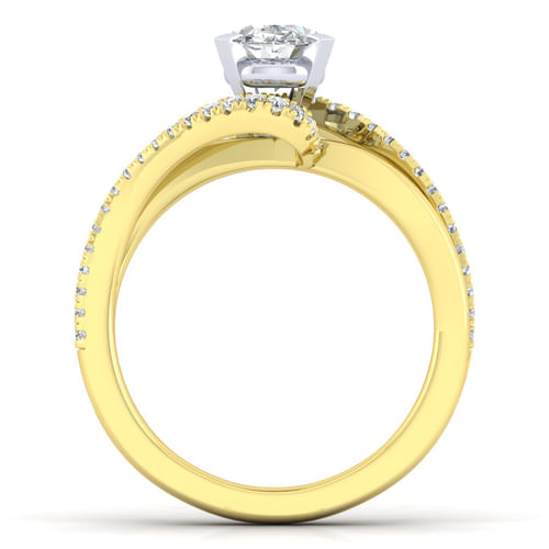 14K White-Yellow Gold Oval Diamond Engagement Ring