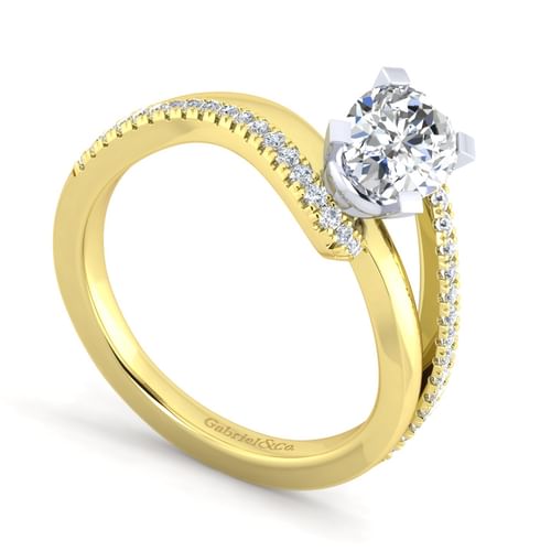 14K White-Yellow Gold Oval Diamond Engagement Ring