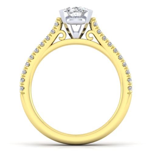 14K White-Yellow Gold Oval Diamond Engagement Ring