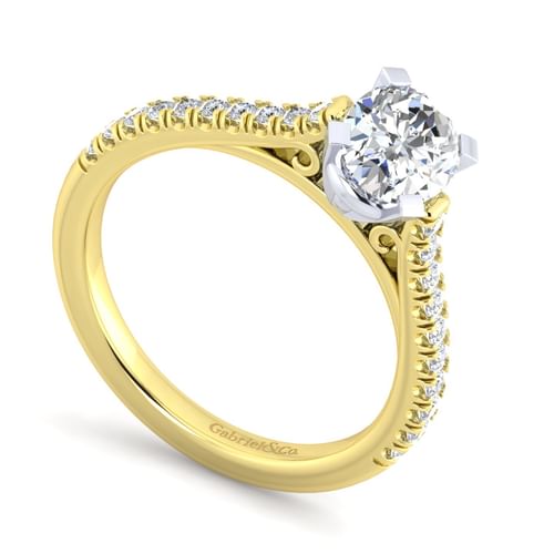 14K White-Yellow Gold Oval Diamond Engagement Ring