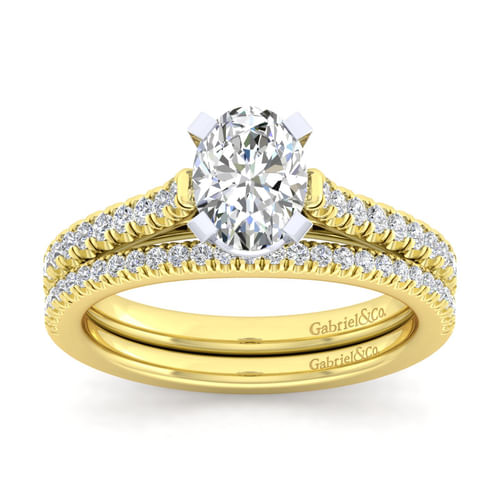 14K White-Yellow Gold Oval Diamond Engagement Ring