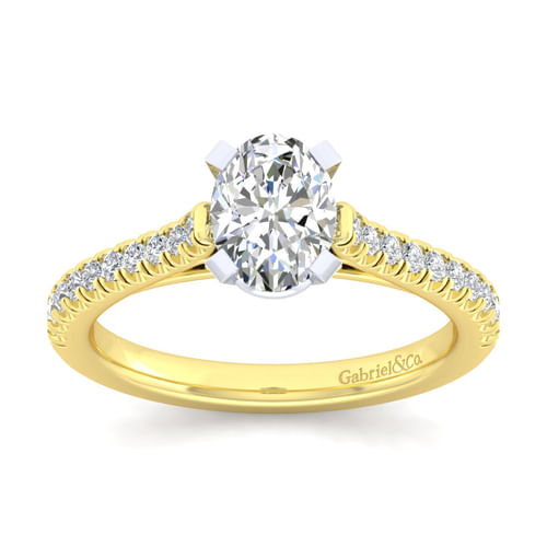 14K White-Yellow Gold Oval Diamond Engagement Ring