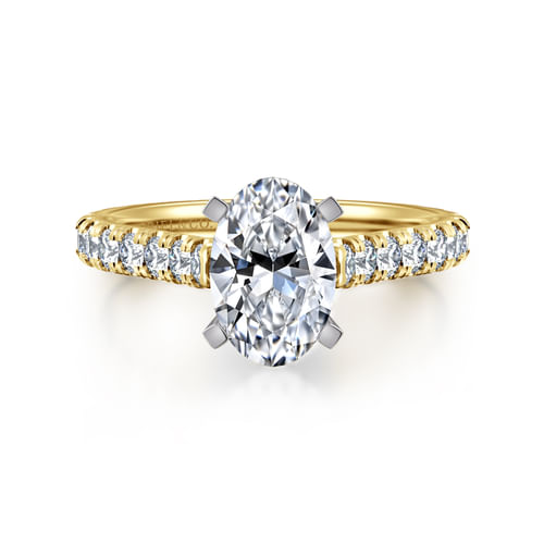 14K White-Yellow Gold Oval Diamond Engagement Ring