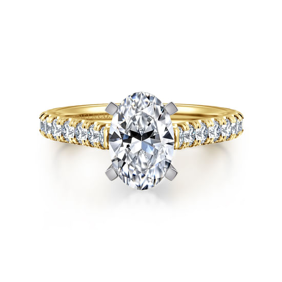 Gabriel - 14K White-Yellow Gold Oval Diamond Engagement Ring