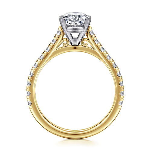 14K White-Yellow Gold Oval Diamond Engagement Ring