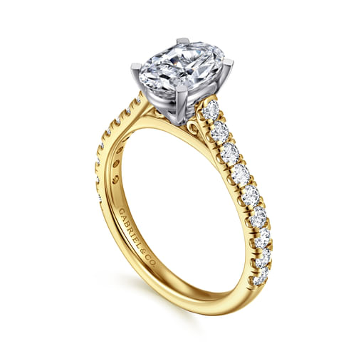 14K White-Yellow Gold Oval Diamond Engagement Ring