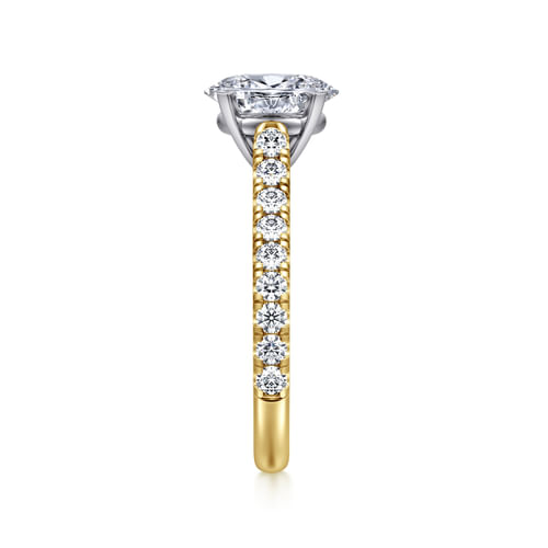 14K White-Yellow Gold Oval Diamond Engagement Ring