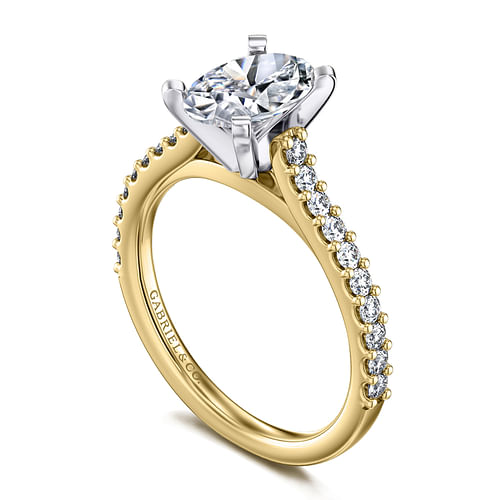 14K White-Yellow Gold Oval Diamond Engagement Ring