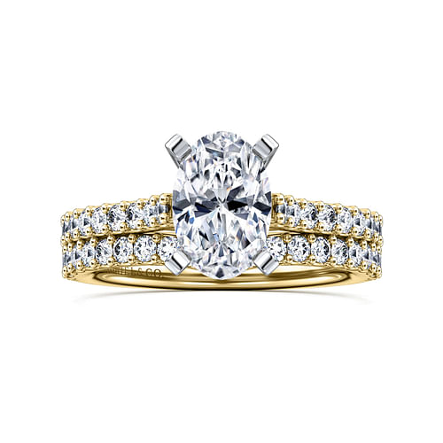 14K White-Yellow Gold Oval Diamond Engagement Ring