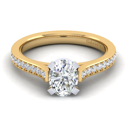 14K White-Yellow Gold Oval Diamond Engagement Ring 14K White-Yellow Gold Oval Diamond Engagement Ring