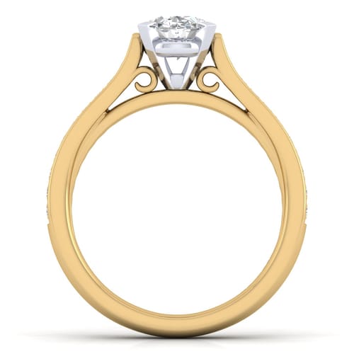 14K White-Yellow Gold Oval Diamond Engagement Ring 14K White-Yellow Gold Oval Diamond Engagement Ring