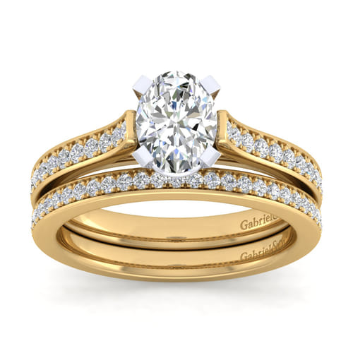 14K White-Yellow Gold Oval Diamond Engagement Ring 14K White-Yellow Gold Oval Diamond Engagement Ring