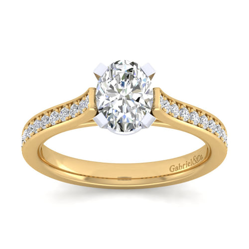 14K White-Yellow Gold Oval Diamond Engagement Ring 14K White-Yellow Gold Oval Diamond Engagement Ring