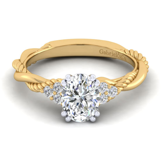 Gabriel - 14K White-Yellow Gold Oval Diamond Engagement Ring
