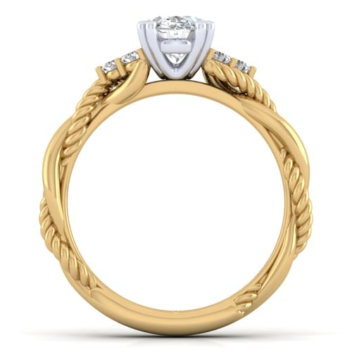14K White-Yellow Gold Oval Diamond Engagement Ring