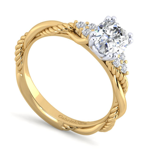 14K White-Yellow Gold Oval Diamond Engagement Ring