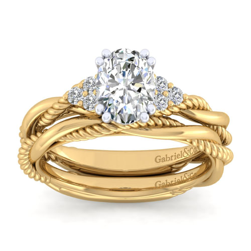 14K White-Yellow Gold Oval Diamond Engagement Ring