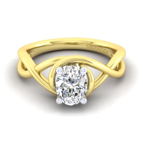 14K White-Yellow Gold Oval Diamond Engagement Ring