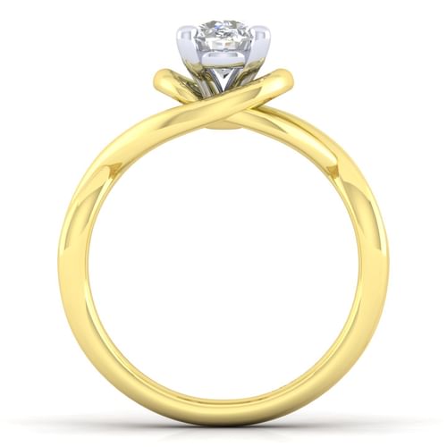 14K White-Yellow Gold Oval Diamond Engagement Ring