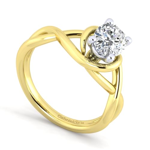 14K White-Yellow Gold Oval Diamond Engagement Ring