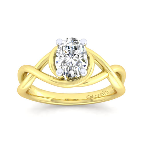 14K White-Yellow Gold Oval Diamond Engagement Ring