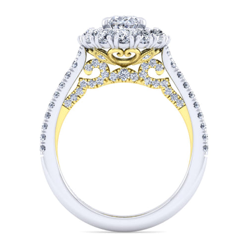 14K White-Yellow Gold Oval Double Halo Diamond Engagement Ring 14K White-Yellow Gold Oval Double Halo Diamond Engagement Ring