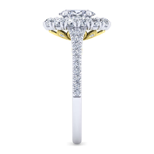 14K White-Yellow Gold Oval Double Halo Diamond Engagement Ring 14K White-Yellow Gold Oval Double Halo Diamond Engagement Ring