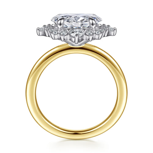 14K White-Yellow Gold Oval Halo Diamond Engagement Ring