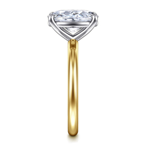 14K White-Yellow Gold Oval Solitaire Diamond Engagement Ring