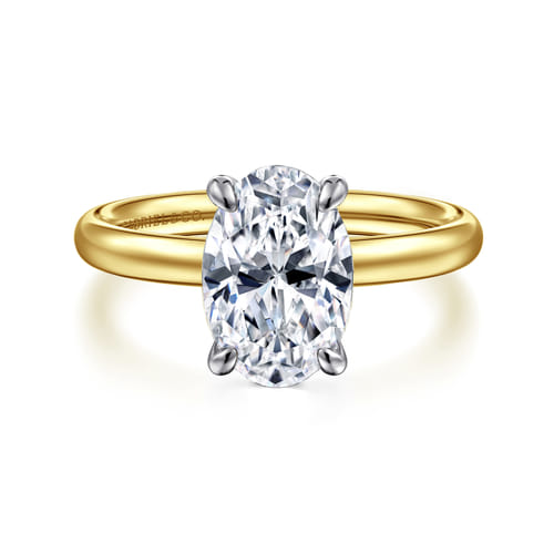14K White-Yellow Gold Oval Solitaire Diamond Engagement Ring 14K White-Yellow Gold Oval Solitaire Diamond Engagement Ring