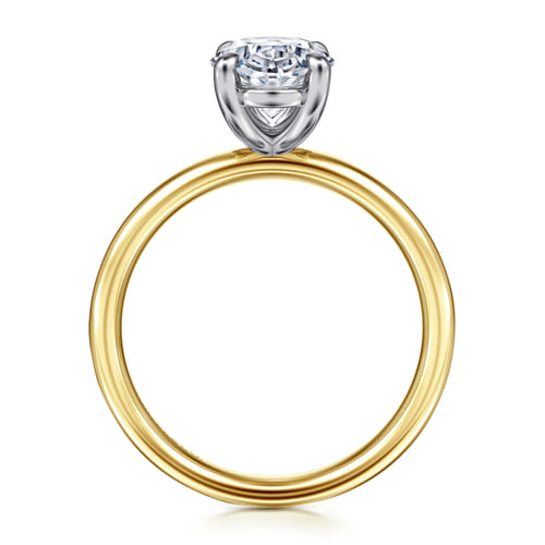 14K White-Yellow Gold Oval Solitaire Diamond Engagement Ring 14K White-Yellow Gold Oval Solitaire Diamond Engagement Ring