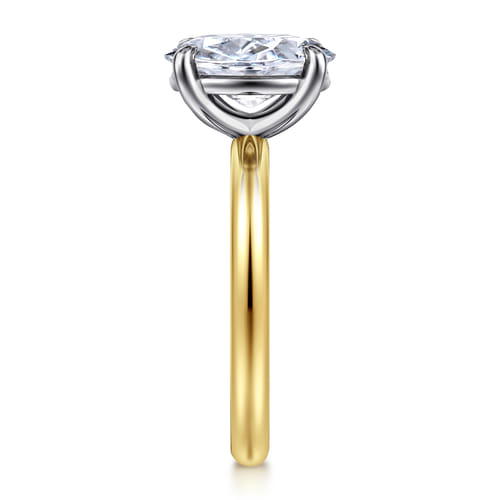 14K White-Yellow Gold Oval Solitaire Diamond Engagement Ring 14K White-Yellow Gold Oval Solitaire Diamond Engagement Ring