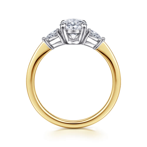 14K White-Yellow Gold Oval Three Stone Diamond Engagement Ring 14K White-Yellow Gold Oval Three Stone Diamond Engagement Ring