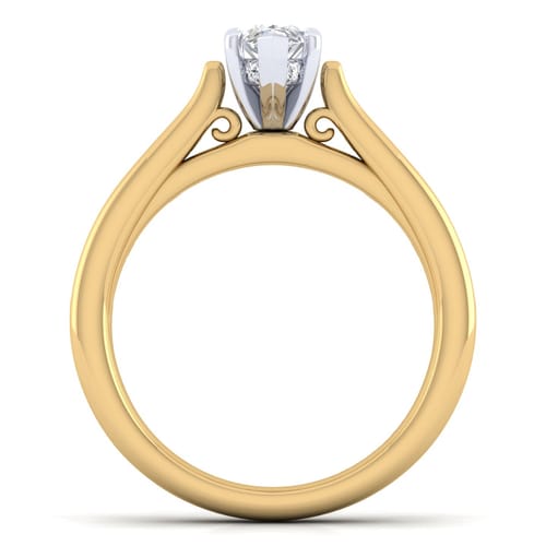 14K White-Yellow Gold Pear Shape Diamond Channel Set Engagement Ring 14K White-Yellow Gold Pear Shape Diamond Channel Set Engagement Ring