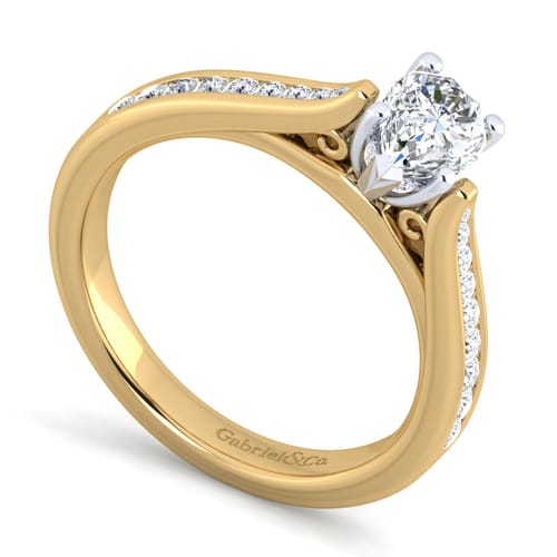 14K White-Yellow Gold Pear Shape Diamond Channel Set Engagement Ring 14K White-Yellow Gold Pear Shape Diamond Channel Set Engagement Ring