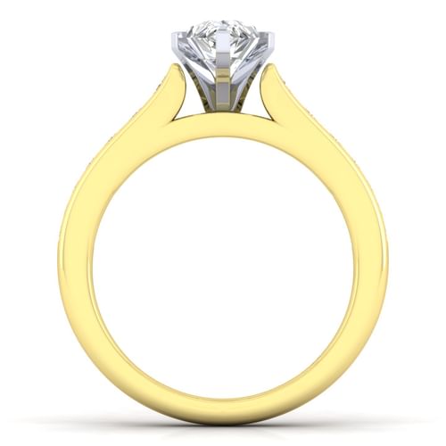 14K White-Yellow Gold Pear Shape Diamond Channel Set Engagement Ring