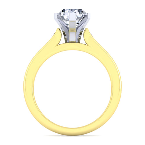 14K White-Yellow Gold Pear Shape Diamond Channel Set Engagement Ring