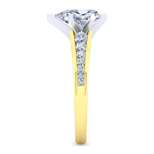 14K White-Yellow Gold Pear Shape Diamond Channel Set Engagement Ring