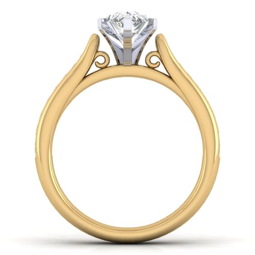 14K White-Yellow Gold Pear Shape Diamond Channel Set Engagement Ring