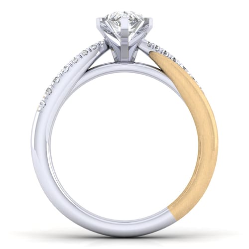 14K White-Yellow Gold Pear Shape Diamond Engagement Ring