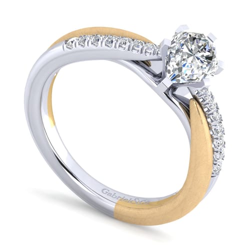 14K White-Yellow Gold Pear Shape Diamond Engagement Ring