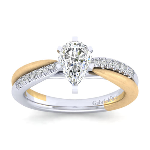 14K White-Yellow Gold Pear Shape Diamond Engagement Ring