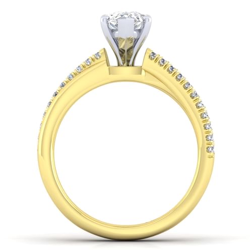 14K White-Yellow Gold Pear Shape Diamond Engagement Ring