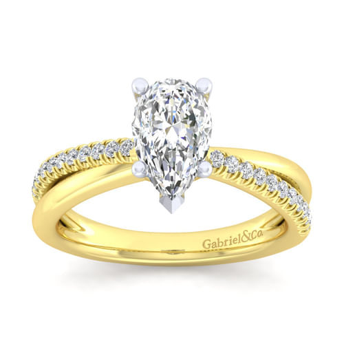 14K White-Yellow Gold Pear Shape Diamond Engagement Ring